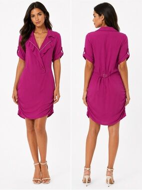 Aziz Pink Short Sleeve Dress Size Large